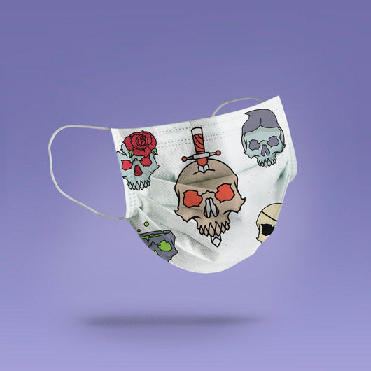 Washable & Reusable Cool Skull Mask Cover - Ghost Halloween Face Mask  -  Goth Face Mask Cover