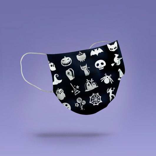 Washable & Reusable Pumpkin and Skull  Face Mask - Pumpkin Halloween Face Mask  -  Goth Face Mask Cover